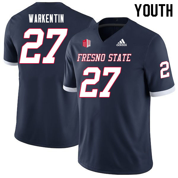 Youth #27 Ryan Warkentin Fresno State Bulldogs College Football Jerseys Sale-Navy